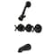 Kingston Brass KB230AX Three-Handle Tub and Shower Faucet, Matte Black KB230AX - alternate 1